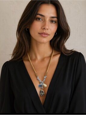 Chic Beaded Necklace with Stone Pendant